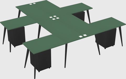 Shared l-shaped office desk system