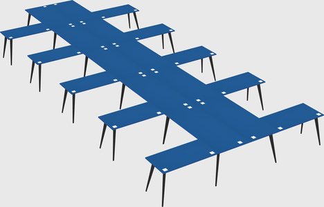Shared l-shaped office desk system