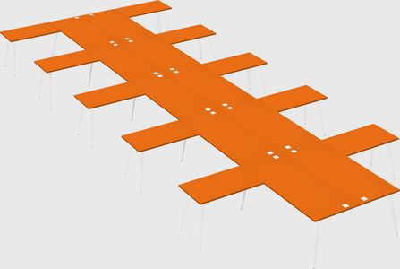 Shared l-shaped office desk system