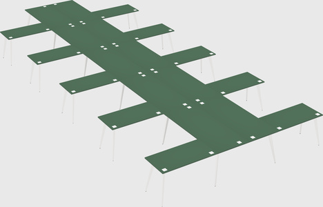 Shared l-shaped office desk system