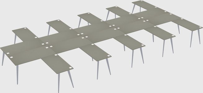 Shared l-shaped office desk system