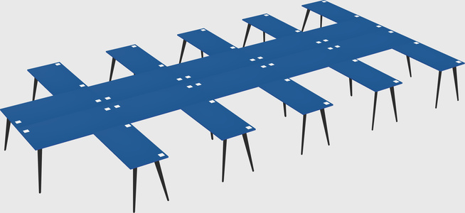 Shared l-shaped office desk system