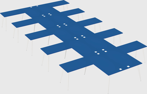 Shared l-shaped office desk system