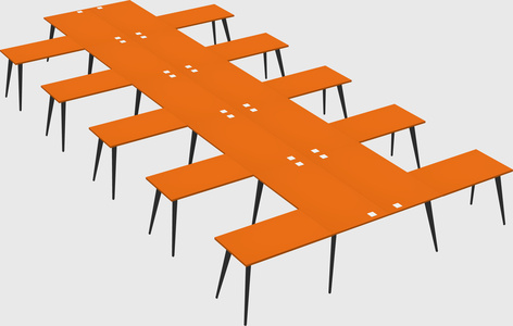Shared l-shaped office desk system