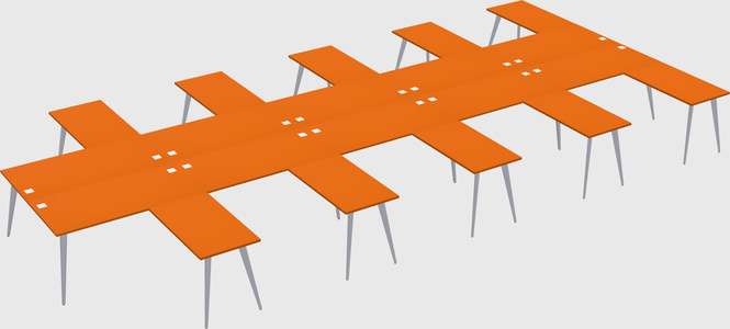 Shared l-shaped office desk system