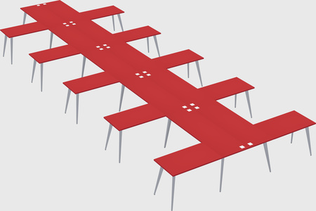 Shared l-shaped office desk system