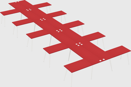 Shared l-shaped office desk system
