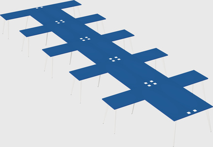 Shared l-shaped office desk system