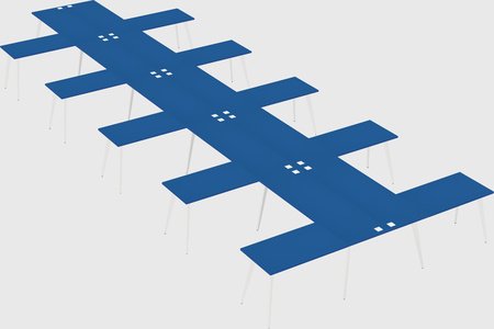 Shared l-shaped office desk system
