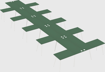 Shared l-shaped office desk system