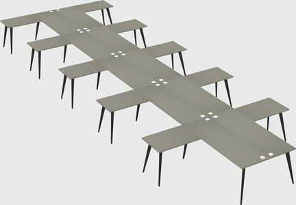 Shared l-shaped office desk system