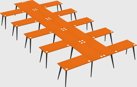 Shared l-shaped office desk system