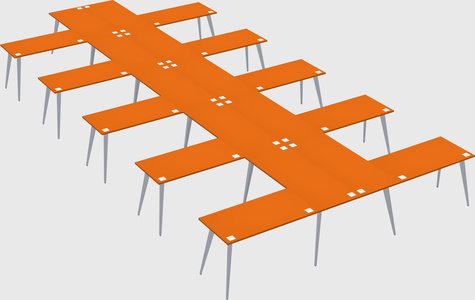 Shared l-shaped office desk system