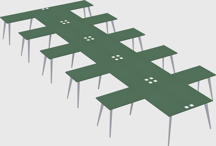 Shared l-shaped office desk system