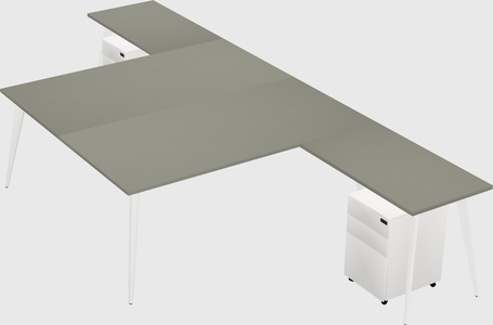 Shared l-shaped office desk system