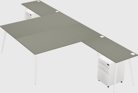 Shared l-shaped office desk system