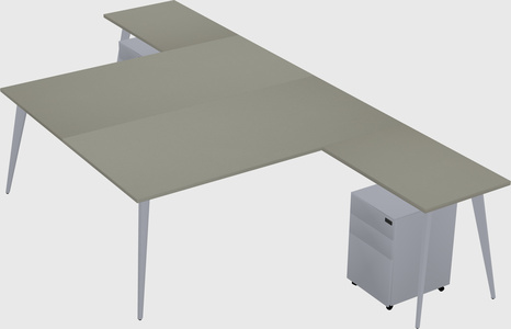 Shared l-shaped office desk system