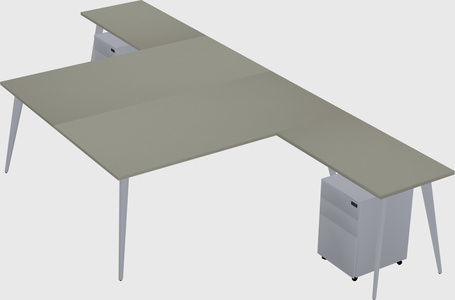 Shared l-shaped office desk system
