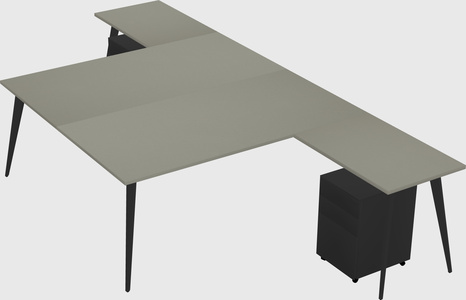 Shared l-shaped office desk system