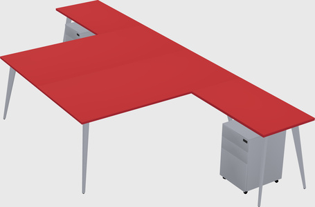 Shared l-shaped office desk system