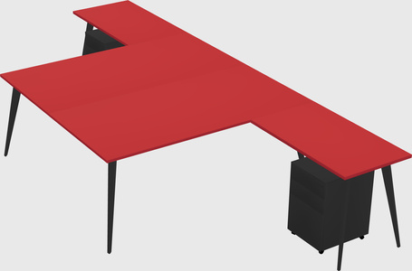 Shared l-shaped office desk system