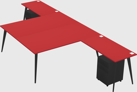 Shared l-shaped office desk system