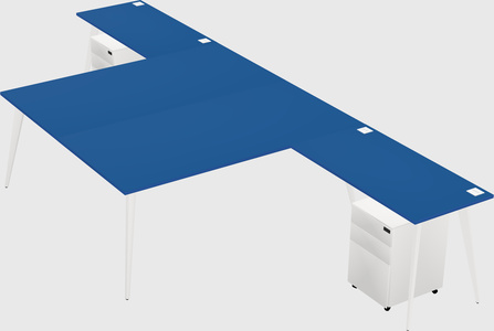Shared l-shaped office desk system