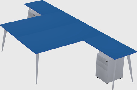 Shared l-shaped office desk system