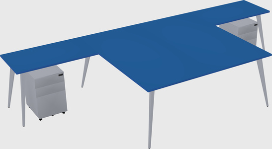 Shared l-shaped office desk system