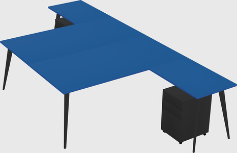 Shared l-shaped office desk system