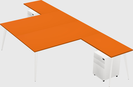 Shared l-shaped office desk system