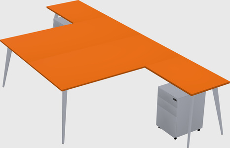 Shared l-shaped office desk system