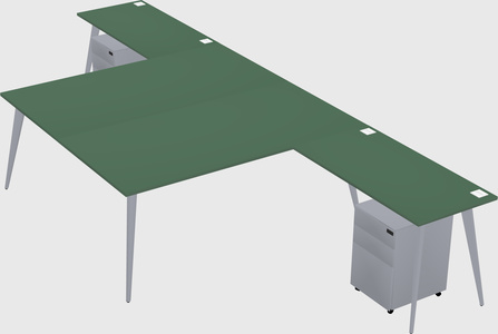 Shared l-shaped office desk system