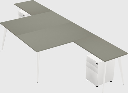 Shared l-shaped office desk system