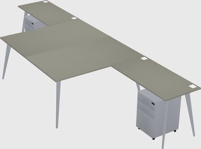 Shared l-shaped office desk system