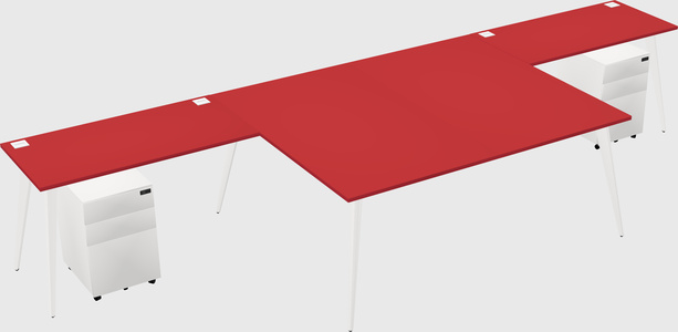Shared l-shaped office desk system