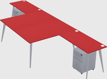 Shared l-shaped office desk system