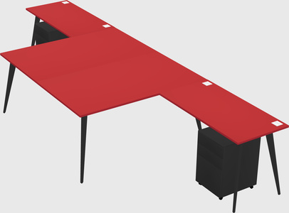 Shared l-shaped office desk system