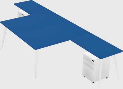 Shared l-shaped office desk system