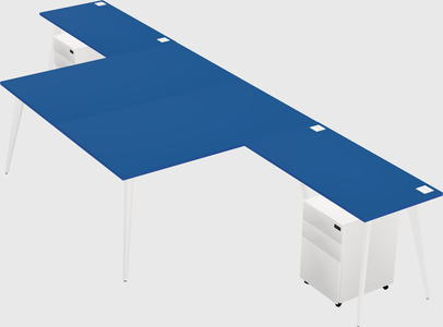 Shared l-shaped office desk system