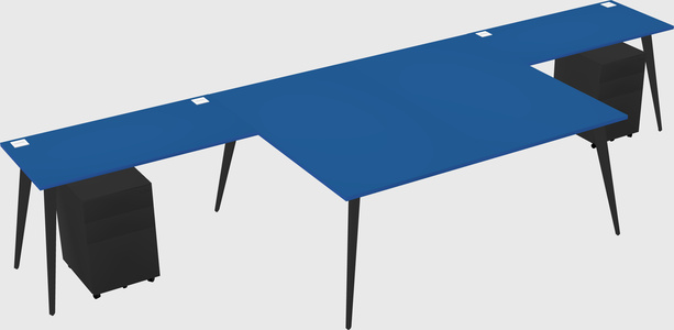 Shared l-shaped office desk system