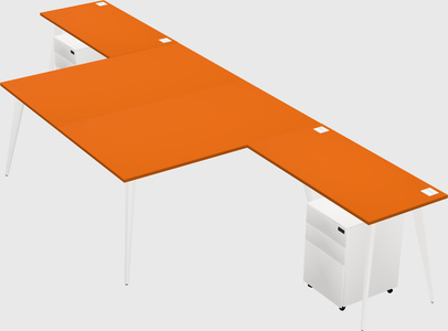 Shared l-shaped office desk system