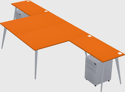 Shared l-shaped office desk system