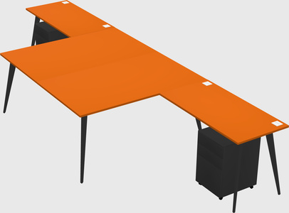 Shared l-shaped office desk system