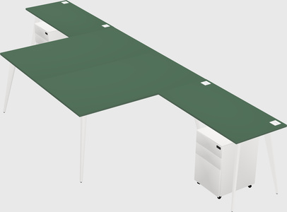 Shared l-shaped office desk system