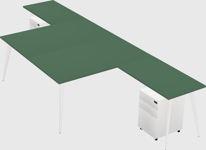 Shared l-shaped office desk system
