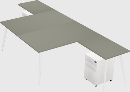 Shared l-shaped office desk system