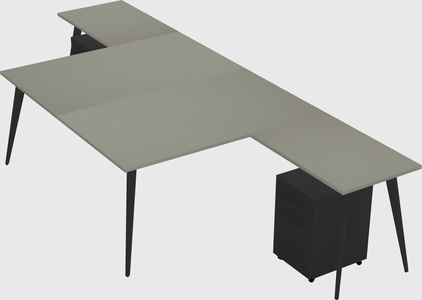 Shared l-shaped office desk system