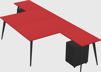Shared l-shaped office desk system