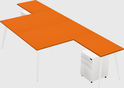 Shared l-shaped office desk system